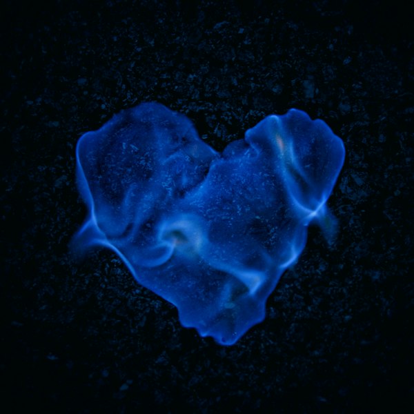 A glowing blue flame shaped like a heart
